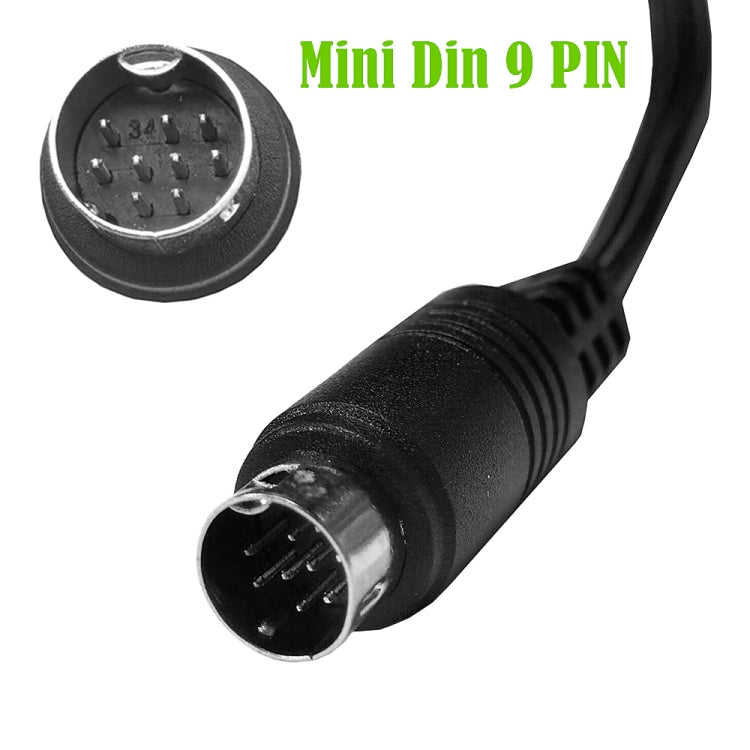 Single Curved mini DIN 9 Pin TV Audio Adapter Cable, Length:3m(Black) - Others by PMC TechLife | Online Shopping South Africa | PMC TechLife | Buy Now Pay Later Mobicred