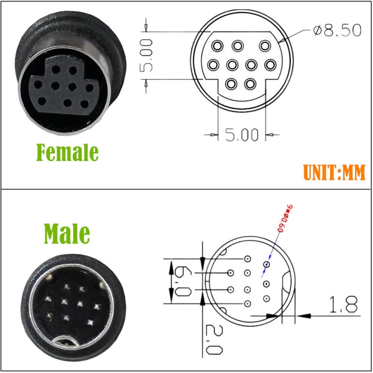 90 Degree mini DIN 9 Pin Male to Female TV Box Adapter Cable, Length:3m(Black) - Others by PMC TechLife | Online Shopping South Africa | PMC TechLife | Buy Now Pay Later Mobicred