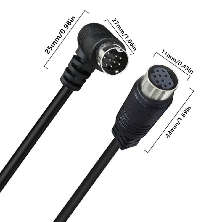 Curved mini DIN 9 Pin Male to Female TV Box Adapter Cable, Length:3m(Black) - Others by PMC TechLife | Online Shopping South Africa | PMC TechLife | Buy Now Pay Later Mobicred