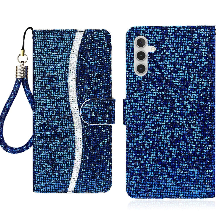 For Samsung Galaxy S25+ 5G Glitter Powder Filp Leather Phone Case(Blue) - Galaxy S25+ 5G Cases by PMC Jewellery | Online Shopping South Africa | PMC Jewellery | Buy Now Pay Later Mobicred