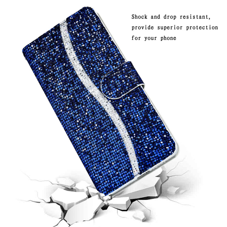 For Samsung Galaxy S25 5G Glitter Powder Filp Leather Phone Case(Blue) - Galaxy S25 5G Cases by PMC Jewellery | Online Shopping South Africa | PMC Jewellery | Buy Now Pay Later Mobicred