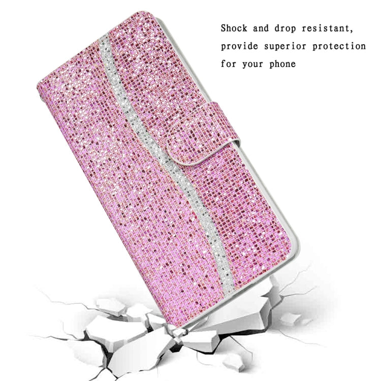 For Samsung Galaxy S25 5G Glitter Powder Filp Leather Phone Case(Pink) - Galaxy S25 5G Cases by PMC Jewellery | Online Shopping South Africa | PMC Jewellery | Buy Now Pay Later Mobicred