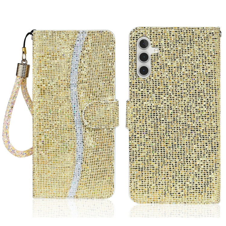 For Samsung Galaxy S25 5G Glitter Powder Filp Leather Phone Case(Gold) - Galaxy S25 5G Cases by PMC Jewellery | Online Shopping South Africa | PMC Jewellery | Buy Now Pay Later Mobicred