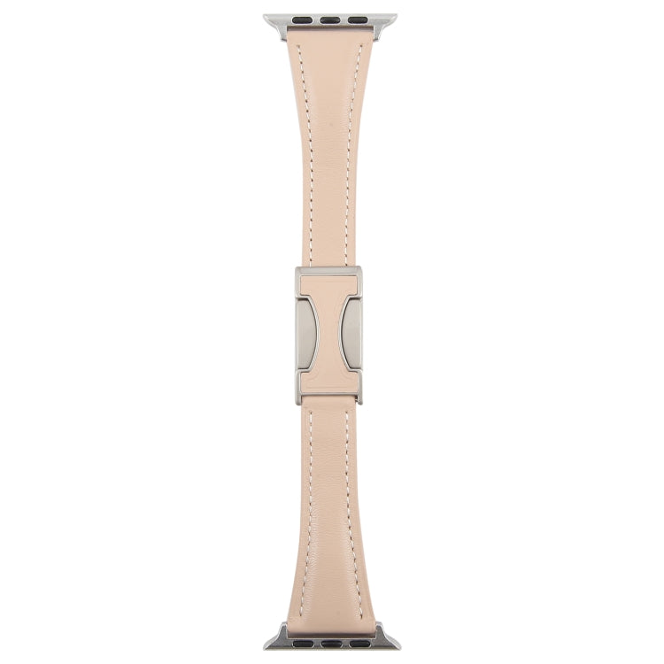 For Apple Watch 46mm / 49mm / 45mm / 44mm Slim Magnetic Buckle Genuine Leather Watch Band(Light Pink) - Watch Bands by PMc TechLife | Online Shopping South Africa | PMc TechLife | Buy Now Pay Later Mobicred