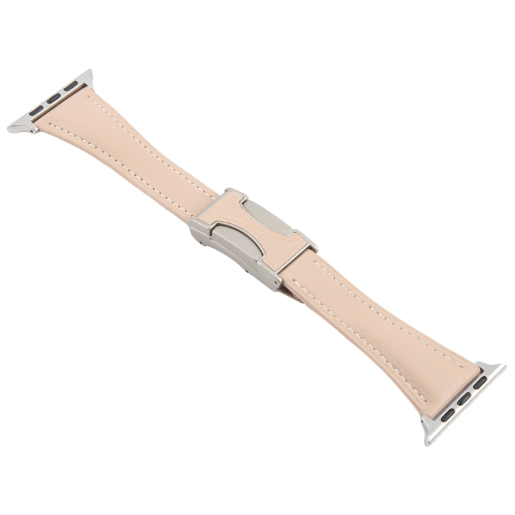 For Apple Watch 46mm / 49mm / 45mm / 44mm Slim Magnetic Buckle Genuine Leather Watch Band(Light Pink) - Watch Bands by PMc TechLife | Online Shopping South Africa | PMc TechLife | Buy Now Pay Later Mobicred