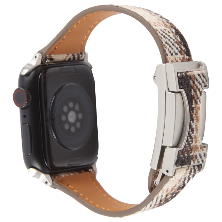For Apple Watch 46mm / 49mm / 45mm / 44mm Slim Magnetic Buckle Napped Fabric Leather Watch Band(Brown) - Watch Bands by PMC TechLife | Online Shopping South Africa | PMC TechLife | Buy Now Pay Later Mobicred