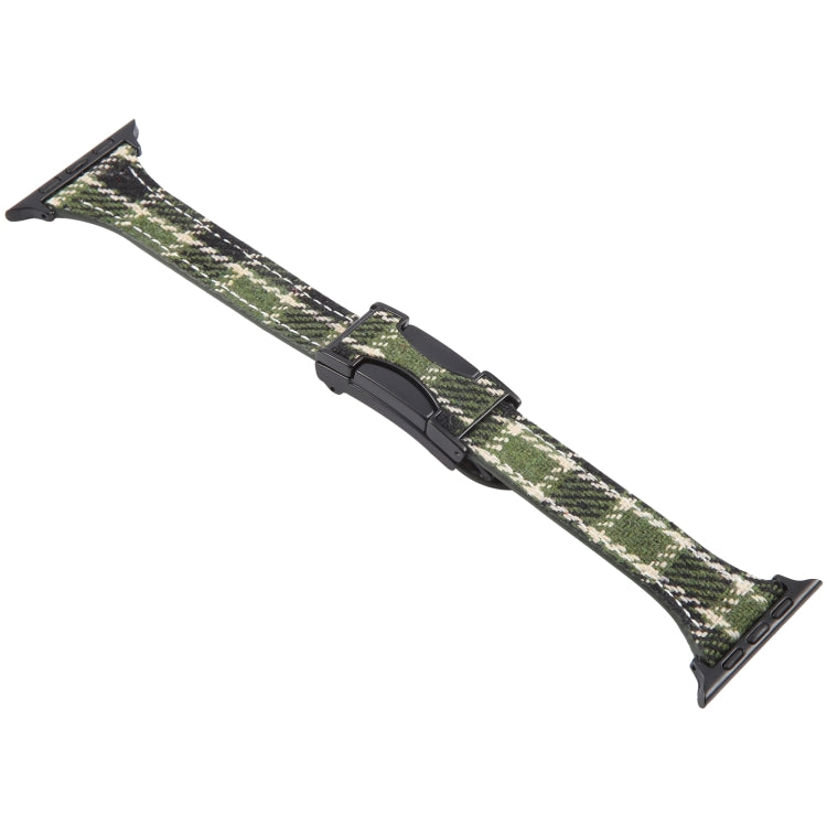 For Apple Watch 42mm / 41mm / 40mm / 38mm Slim Magnetic Buckle Napped Fabric Leather Watch Band(Green) - Watch Bands by PMC TechLife | Online Shopping South Africa | PMC TechLife | Buy Now Pay Later Mobicred