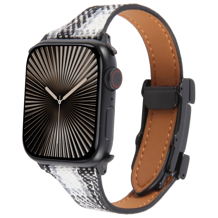 For Apple Watch 42mm / 41mm / 40mm / 38mm Slim Magnetic Buckle Napped Fabric Leather Watch Band(Grey) - Watch Bands by PMC TechLife | Online Shopping South Africa | PMC TechLife | Buy Now Pay Later Mobicred