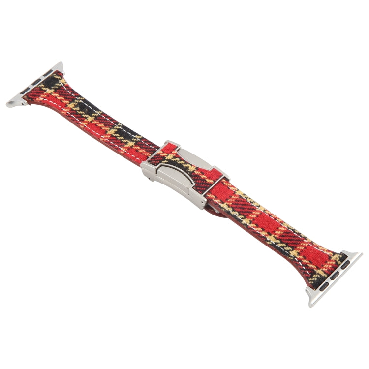 For Apple Watch 42mm / 41mm / 40mm / 38mm Slim Magnetic Buckle Napped Fabric Leather Watch Band(Red) - Watch Bands by PMC TechLife | Online Shopping South Africa | PMC TechLife | Buy Now Pay Later Mobicred