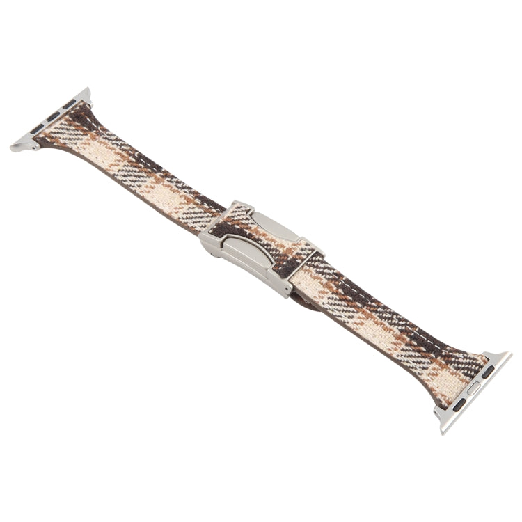 For Apple Watch 42mm / 41mm / 40mm / 38mm Slim Magnetic Buckle Napped Fabric Leather Watch Band(Brown) - Watch Bands by PMC TechLife | Online Shopping South Africa | PMC TechLife | Buy Now Pay Later Mobicred