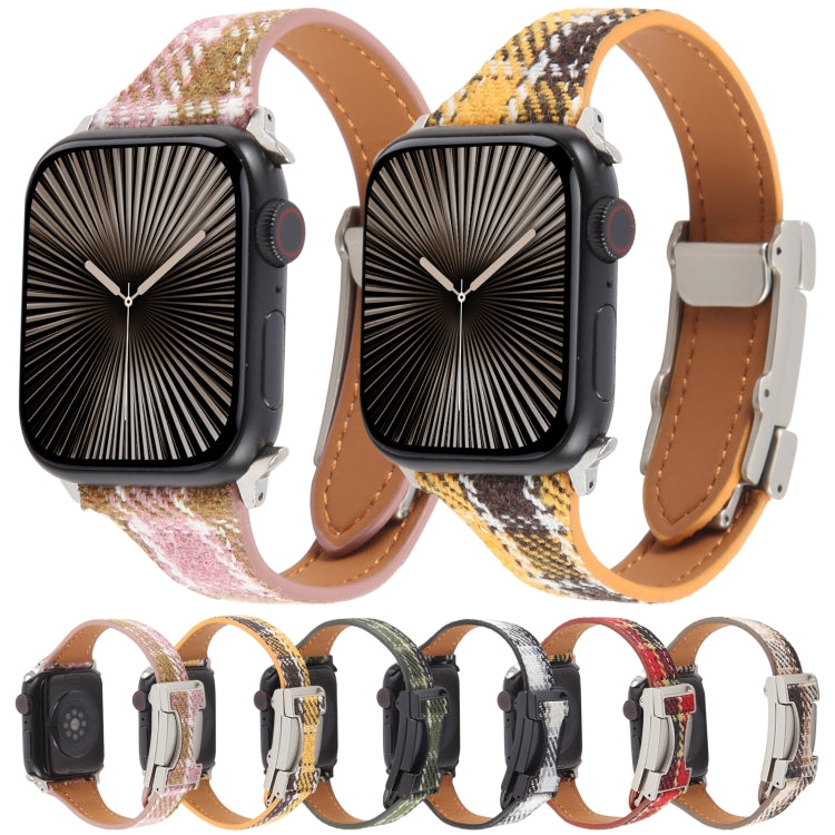 For Apple Watch 46mm / 49mm / 45mm / 44mm Slim Magnetic Buckle Napped Fabric Leather Watch Band(Grey) - Watch Bands by PMC TechLife | Online Shopping South Africa | PMC TechLife | Buy Now Pay Later Mobicred
