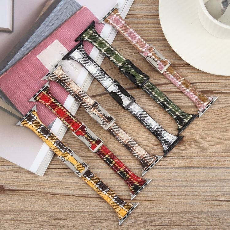 For Apple Watch 42mm / 41mm / 40mm / 38mm Slim Magnetic Buckle Napped Fabric Leather Watch Band(Pink) - Watch Bands by PMC TechLife | Online Shopping South Africa | PMC TechLife | Buy Now Pay Later Mobicred