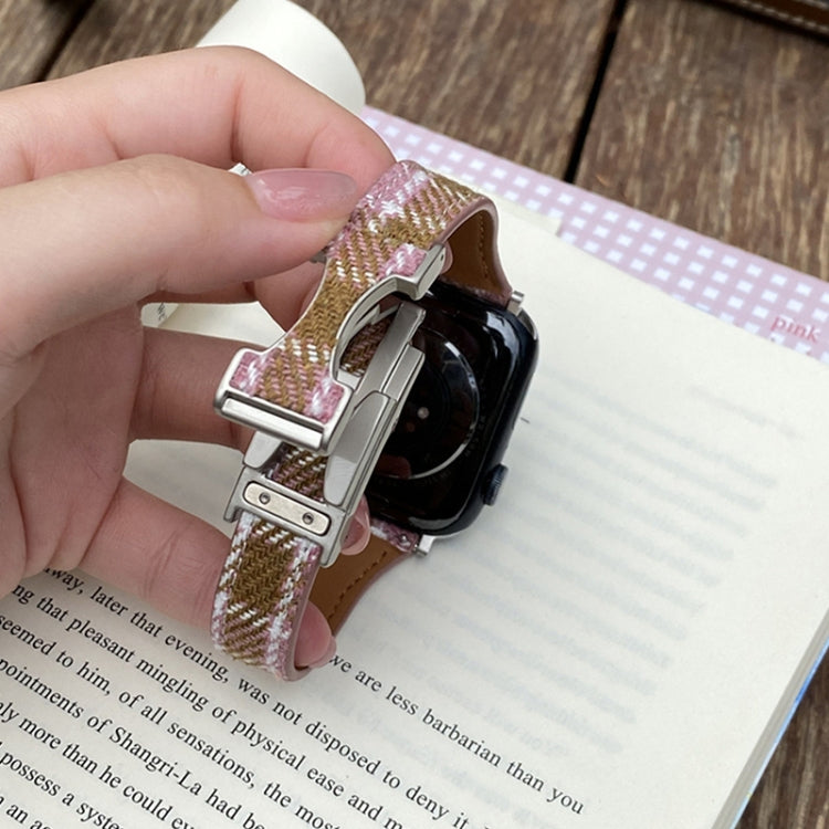 For Apple Watch 42mm / 41mm / 40mm / 38mm Slim Magnetic Buckle Napped Fabric Leather Watch Band(Red) - Watch Bands by PMC TechLife | Online Shopping South Africa | PMC TechLife | Buy Now Pay Later Mobicred