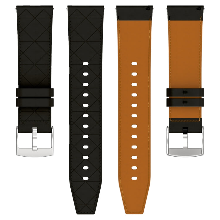 For Huawei Watch GT 5 / GT 5 Pro 46mm Square 22mm Leather Watch Band(Black) - Watch Bands by PMc TechLife | Online Shopping South Africa | PMc TechLife | Buy Now Pay Later Mobicred