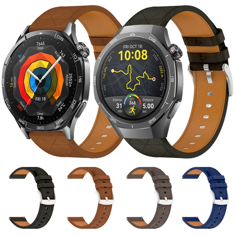 For Huawei Watch GT 5 / GT 5 Pro 46mm Square 22mm Leather Watch Band(Black) - Watch Bands by PMc TechLife | Online Shopping South Africa | PMc TechLife | Buy Now Pay Later Mobicred