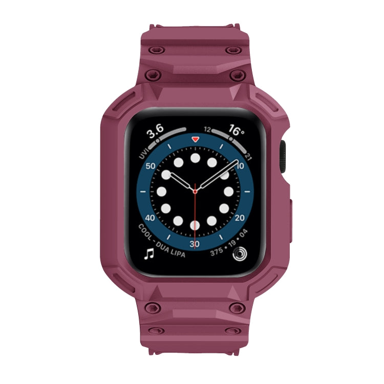 For Apple Watch Series 10 46mm Armor TPU Case Integrated Watch Band(Plum Color) - Watch Cases by PMC Jewellery | Online Shopping South Africa | PMC Jewellery | Buy Now Pay Later Mobicred