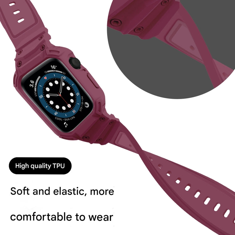 For Apple Watch Series 10 46mm Armor TPU Case Integrated Watch Band(Plum Color) - Watch Cases by PMC Jewellery | Online Shopping South Africa | PMC Jewellery | Buy Now Pay Later Mobicred