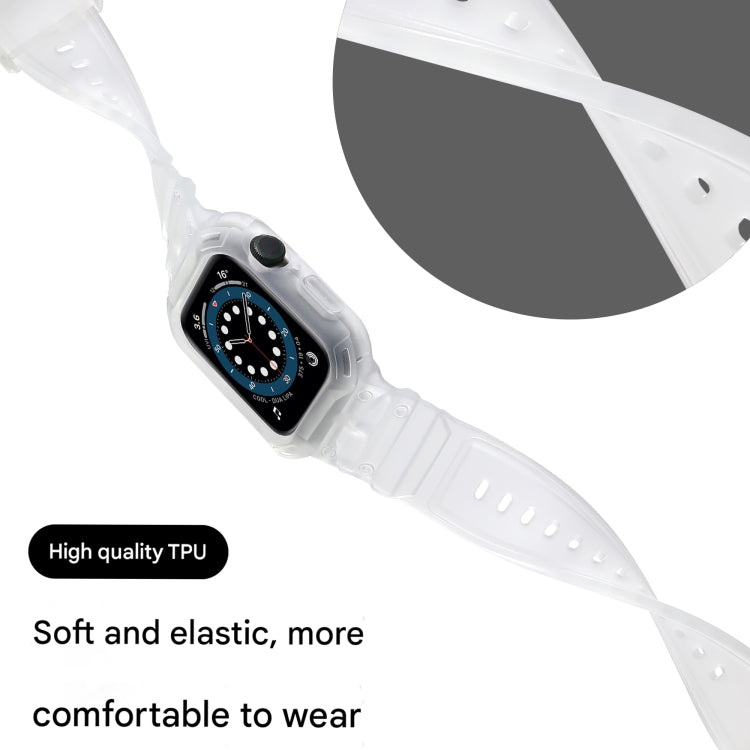 For Apple Watch Series 10 46mm Armor TPU Case Integrated Watch Band(Frosted Clear) - Watch Cases by PMC Jewellery | Online Shopping South Africa | PMC Jewellery | Buy Now Pay Later Mobicred