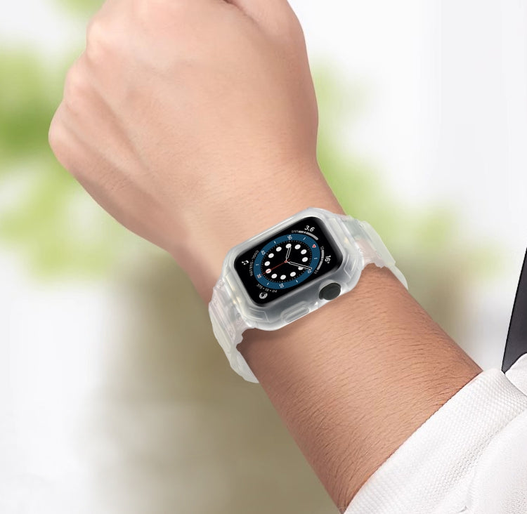For Apple Watch Series 10 46mm Armor TPU Case Integrated Watch Band(Frosted Clear) - Watch Cases by PMC Jewellery | Online Shopping South Africa | PMC Jewellery | Buy Now Pay Later Mobicred