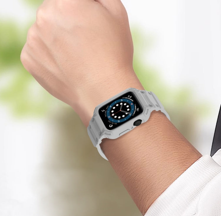 For Apple Watch Series 10 46mm Armor TPU Case Integrated Watch Band(Light Grey) - Watch Cases by PMC Jewellery | Online Shopping South Africa | PMC Jewellery | Buy Now Pay Later Mobicred