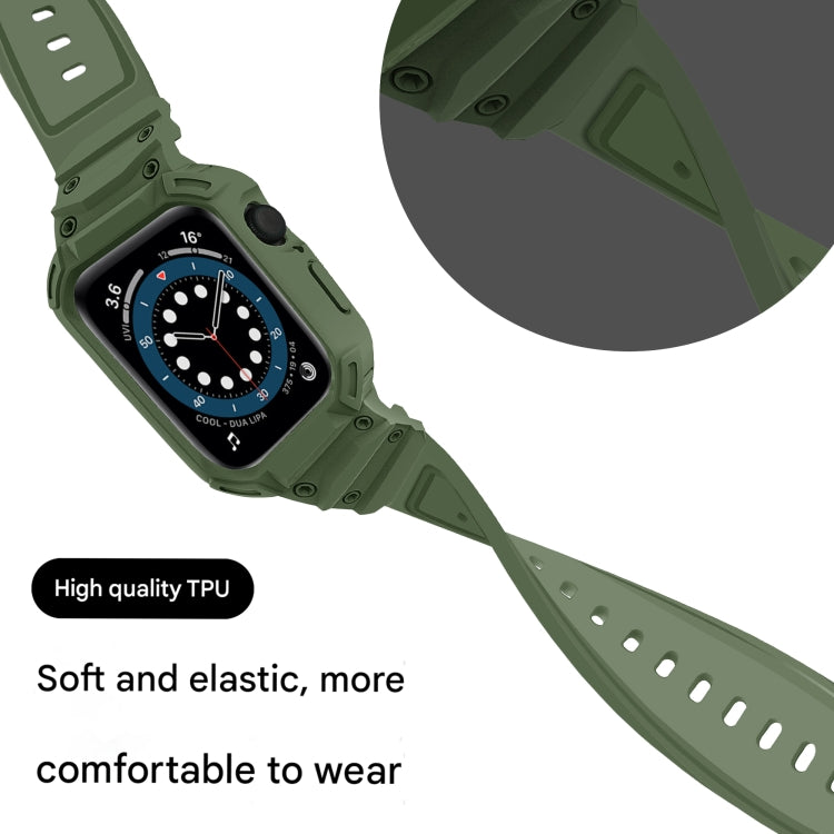 For Apple Watch Series 10 42mm Armor TPU Case Integrated Watch Band(Army Green) - Watch Cases by PMC Jewellery | Online Shopping South Africa | PMC Jewellery | Buy Now Pay Later Mobicred