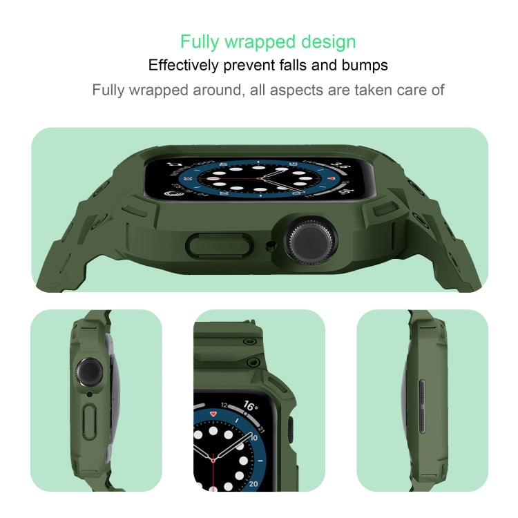 For Apple Watch Series 10 42mm Armor TPU Case Integrated Watch Band(Army Green) - Watch Cases by PMC Jewellery | Online Shopping South Africa | PMC Jewellery | Buy Now Pay Later Mobicred