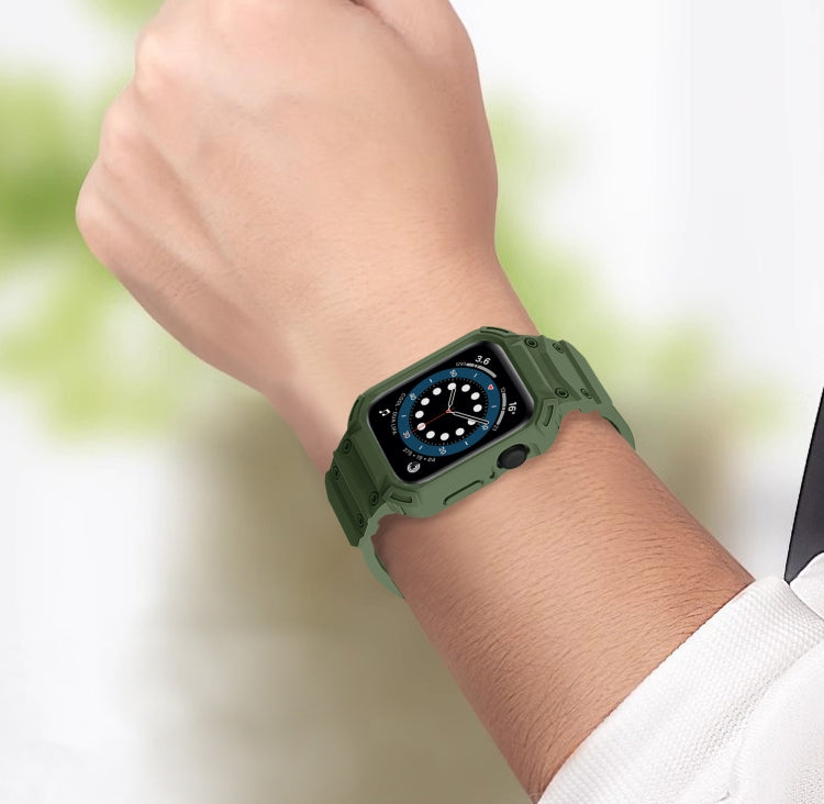 For Apple Watch Series 10 42mm Armor TPU Case Integrated Watch Band(Army Green) - Watch Cases by PMC Jewellery | Online Shopping South Africa | PMC Jewellery | Buy Now Pay Later Mobicred