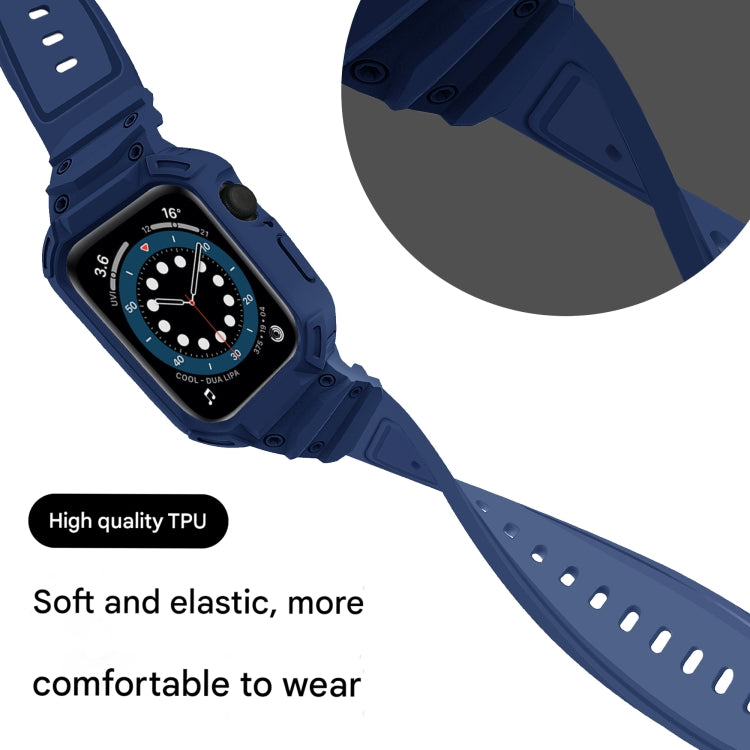 For Apple Watch Series 10 42mm Armor TPU Case Integrated Watch Band(Midnight Blue) - Watch Cases by PMC Jewellery | Online Shopping South Africa | PMC Jewellery | Buy Now Pay Later Mobicred