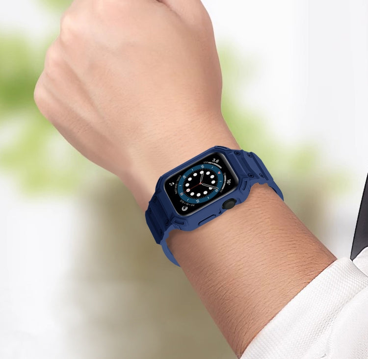 For Apple Watch Series 10 42mm Armor TPU Case Integrated Watch Band(Midnight Blue) - Watch Cases by PMC Jewellery | Online Shopping South Africa | PMC Jewellery | Buy Now Pay Later Mobicred