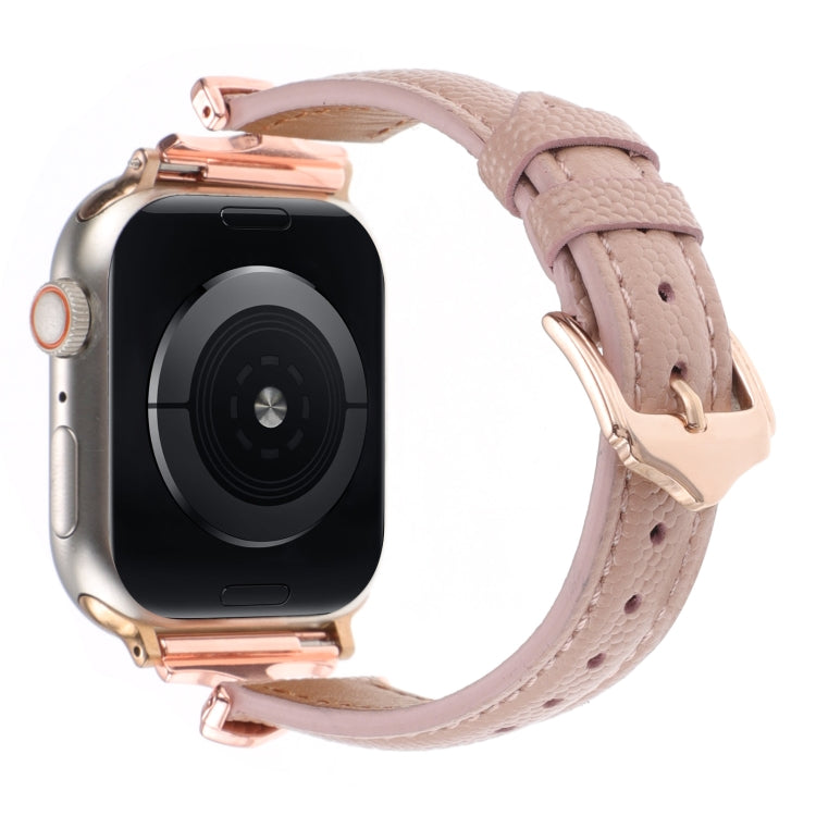 For Apple Watch 46mm / 49mm / 45mm / 44mm X-shaped Buckle Genuine Leather Watch Band(Dark Pink) - Watch Bands by PMC TechLife | Online Shopping South Africa | PMC TechLife | Buy Now Pay Later Mobicred