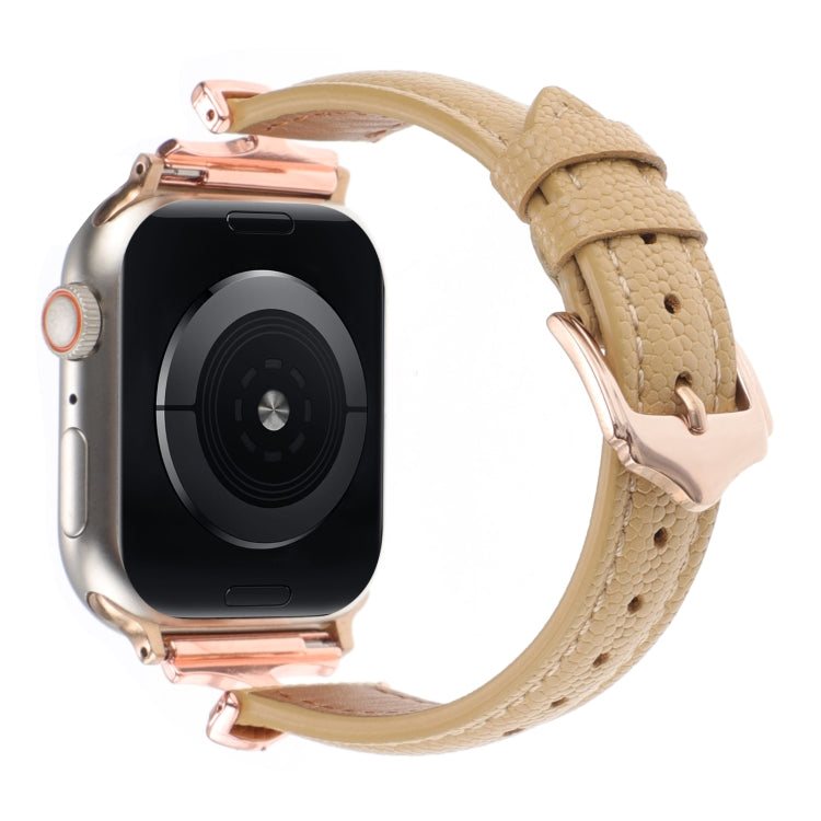 For Apple Watch 42mm / 41mm / 40mm / 38mm X-shaped Buckle Genuine Leather Watch Band(Khaki) - Watch Bands by PMC TechLife | Online Shopping South Africa | PMC TechLife | Buy Now Pay Later Mobicred