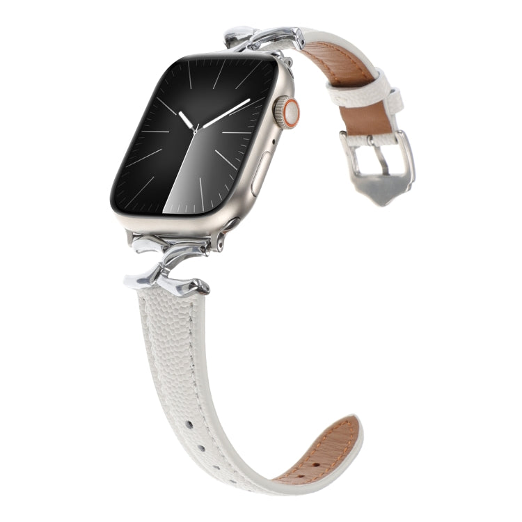 For Apple Watch 46mm / 49mm / 45mm / 44mm X-shaped Buckle Dot Texture Genuine Leather Watch Band(White) - Watch Bands by PMc TechLife | Online Shopping South Africa | PMc TechLife | Buy Now Pay Later Mobicred