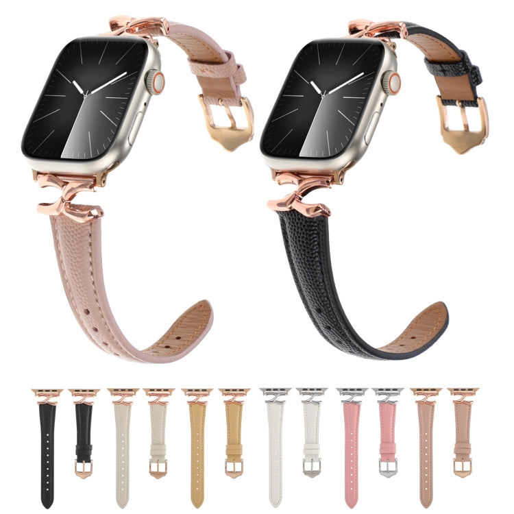 For Apple Watch 46mm / 49mm / 45mm / 44mm X-shaped Buckle Dot Texture Genuine Leather Watch Band(White) - Watch Bands by PMc TechLife | Online Shopping South Africa | PMc TechLife | Buy Now Pay Later Mobicred