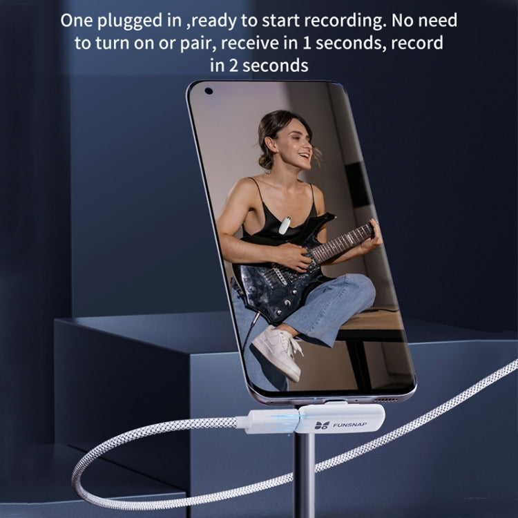FUNSNAP M3 Digital Audio Wireless Microphone Mic Tok with Monitoring Earphones, Version:8 Pin(White) - Microphone by FUNSNAP | Online Shopping South Africa | PMC TechLife | Buy Now Pay Later Mobicred