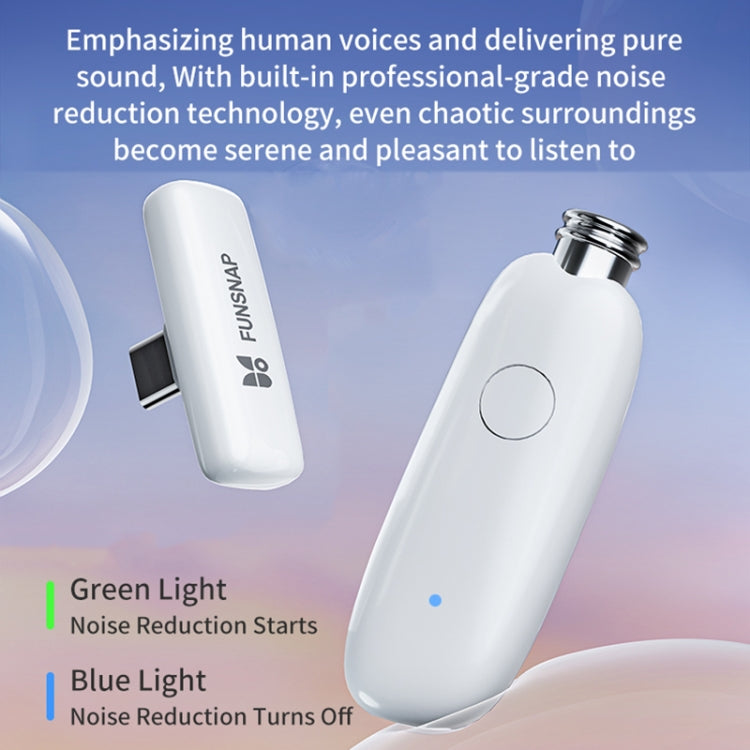 FUNSNAP M3 Digital Audio Wireless Microphone Mic Tok with Monitoring Earphones, Version:8 Pin(White) - Microphone by FUNSNAP | Online Shopping South Africa | PMC TechLife | Buy Now Pay Later Mobicred