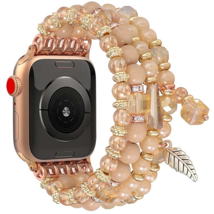 For Apple Watch 46mm / 49mm / 45mm / 44mm Tassel Beaded Chain Watch Band(Rose Gold) - free shipping - PMC TechLife - Order now!