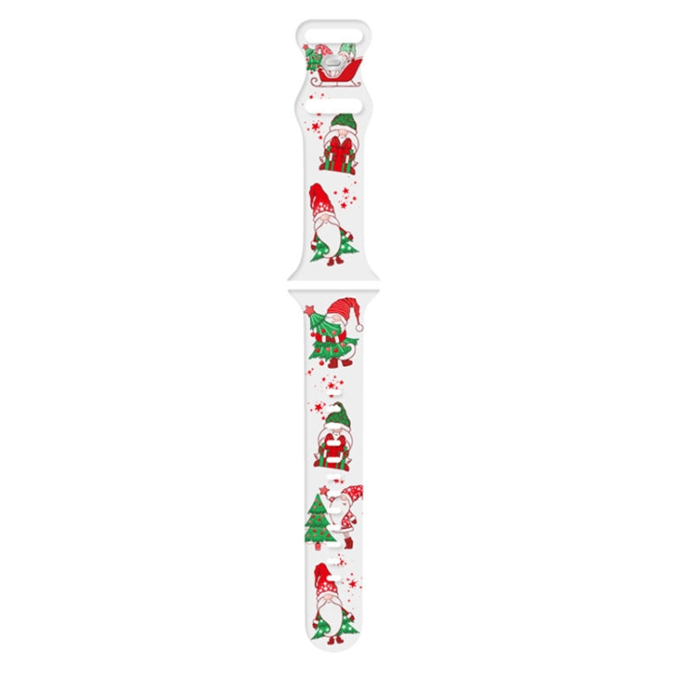 For Apple Watch 46mm / 49mm / 45mm / 44mm Christmas Pattern Silicone Watch Band(Santa Claus White) - Watch Bands by PMc TechLife | Online Shopping South Africa | PMc TechLife | Buy Now Pay Later Mobicred