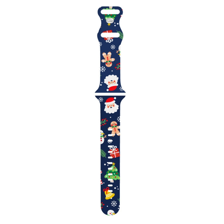 For Apple Watch 46mm / 49mm / 45mm / 44mm Christmas Pattern Silicone Watch Band(Christmas Midnight Blue) - free shipping - PMc TechLife - Order now!