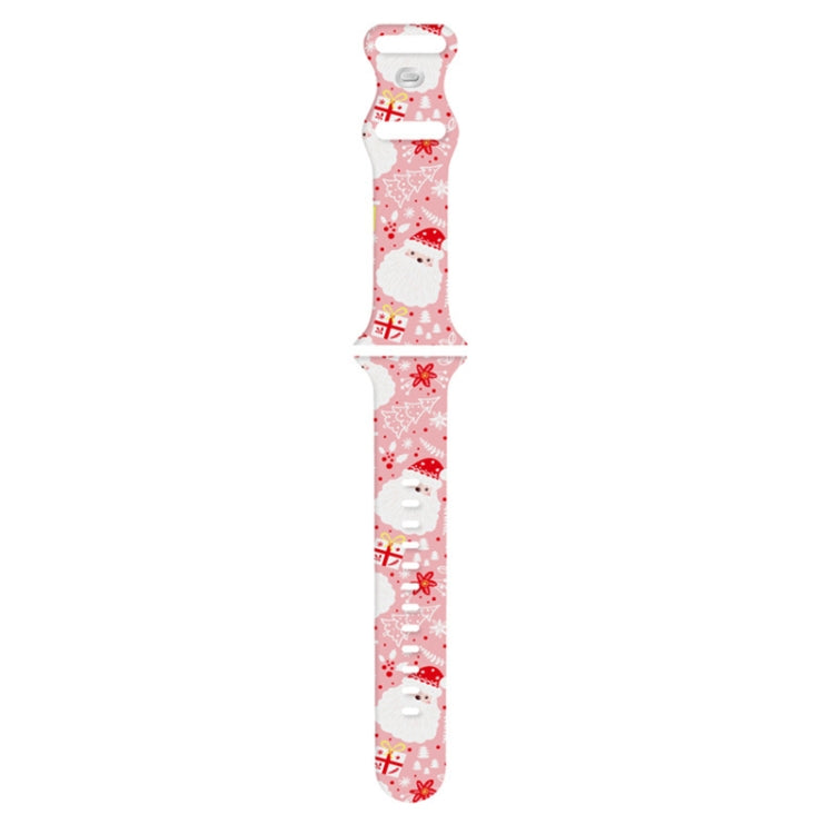 For Apple Watch 42mm / 41mm / 40mm / 38mm Christmas Pattern Silicone Watch Band(Santa Claus Pink) - free shipping - PMc TechLife - Order now!