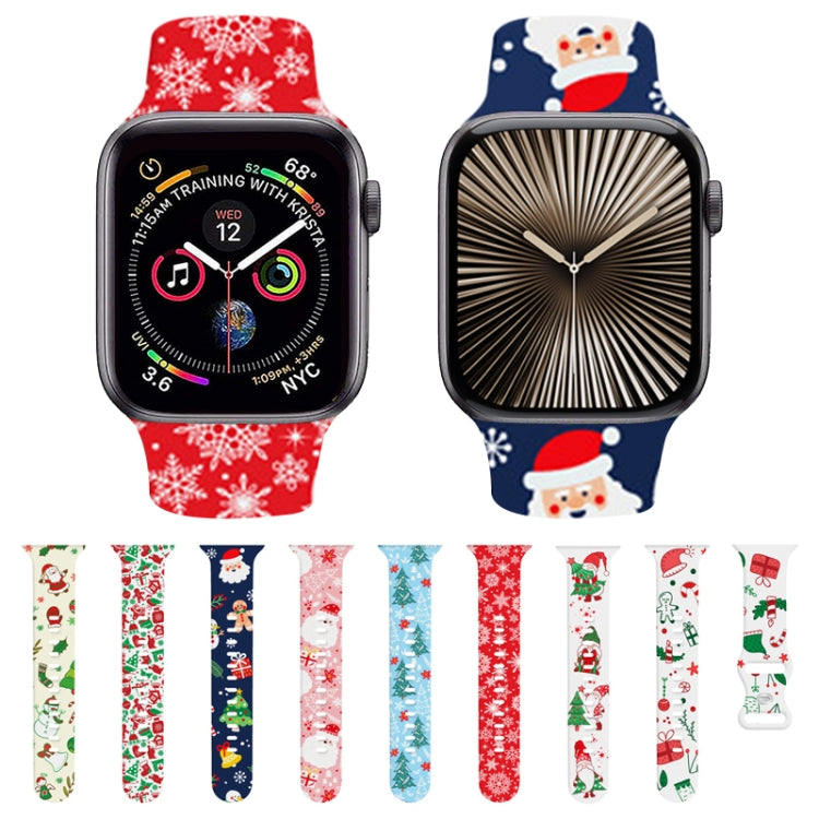 For Apple Watch 42mm / 41mm / 40mm / 38mm Christmas Pattern Silicone Watch Band(Christmas Tree Blue) - free shipping - PMc TechLife - Order now!