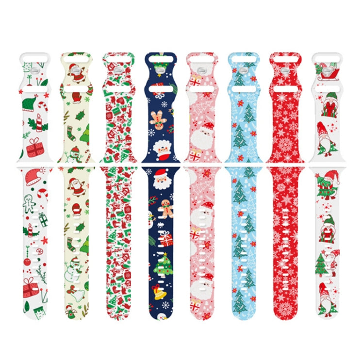 For Apple Watch 42mm / 41mm / 40mm / 38mm Christmas Pattern Silicone Watch Band(Christmas Tree Blue) - free shipping - PMc TechLife - Order now!