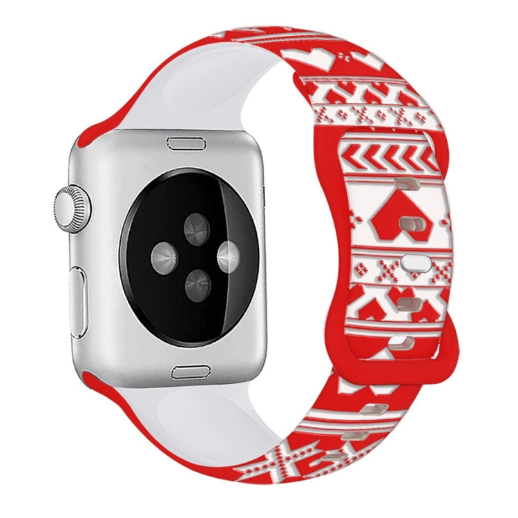 For Apple Watch 46mm / 49mm / 45mm / 44mm Christmas Engraving Butterfly Buckle Silicone Watch Band(Red Love) - free shipping - PMc TechLife - Order now!