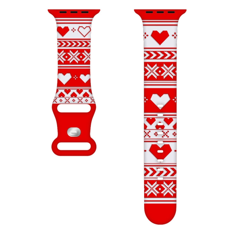 For Apple Watch 46mm / 49mm / 45mm / 44mm Christmas Engraving Butterfly Buckle Silicone Watch Band(Red Love) - free shipping - PMc TechLife - Order now!