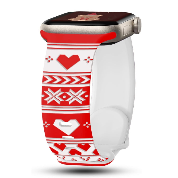 For Apple Watch 42mm / 41mm / 40mm / 38mm Christmas Engraving Butterfly Buckle Silicone Watch Band(Red Love) - free shipping - PMc TechLife - Order now!