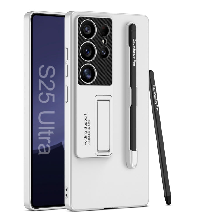 For Samsung Galaxy S25 Ultra 5G GKK Ultra-thin Holder Phone Case with Pen Slots & Stylus Pen(Silver) - free shipping - PMC Jewellery - Order now!