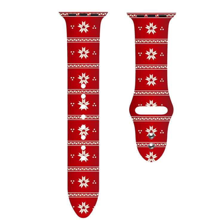 For Apple Watch 46mm / 49mm / 45mm / 44mm Christmas Pattern Silicone Watch Band(Sakura Red) - free shipping - PMc TechLife - Order now!