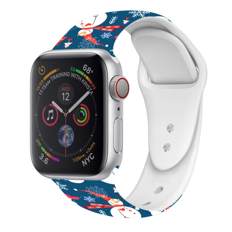 For Apple Watch 46mm / 49mm / 45mm / 44mm Christmas Pattern Silicone Watch Band(Snowman Blue) - free shipping - PMc TechLife - Order now!