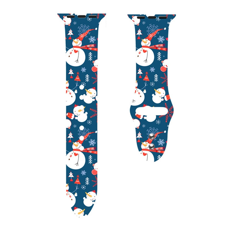 For Apple Watch 46mm / 49mm / 45mm / 44mm Christmas Pattern Silicone Watch Band(Snowman Blue) - free shipping - PMc TechLife - Order now!