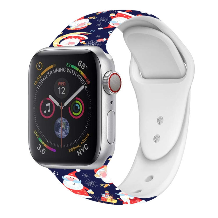 For Apple Watch 46mm / 49mm / 45mm / 44mm Christmas Pattern Silicone Watch Band(Santa Claus Blue) - free shipping - PMc TechLife - Order now!