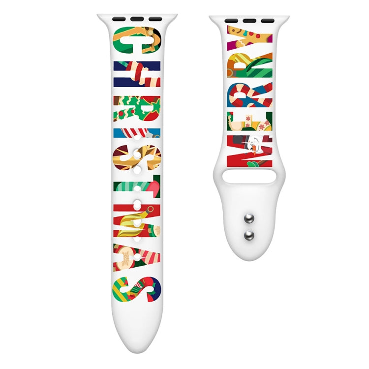 For Apple Watch 46mm / 49mm / 45mm / 44mm Christmas Pattern Silicone Watch Band(Colorful Christmas) - free shipping - PMc TechLife - Order now!